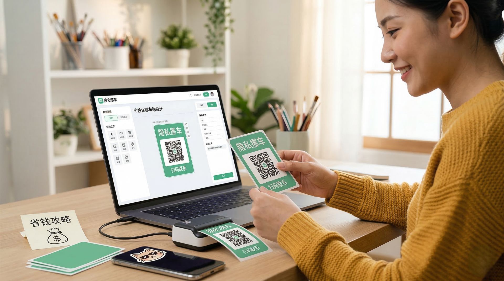 如何免费个性化定制扫码挪车贴？4分钟自制专属隐私挪车码
